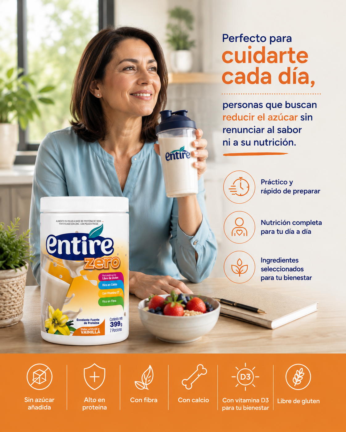 Imagen promoción Zero mujer senior Suplemento nutricional sin azúcar